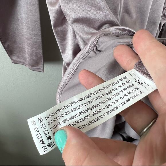 Forever 21 Plus Size Metallic Ruched Mini Dress Lilac Lavender Shiny - Picture 7 of 9